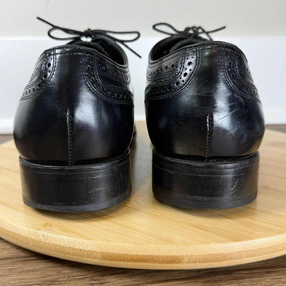 Florsheim Wingtip Oxford Mens 9 3E Black Leather Brogue 17066-0 Dapper Timeless